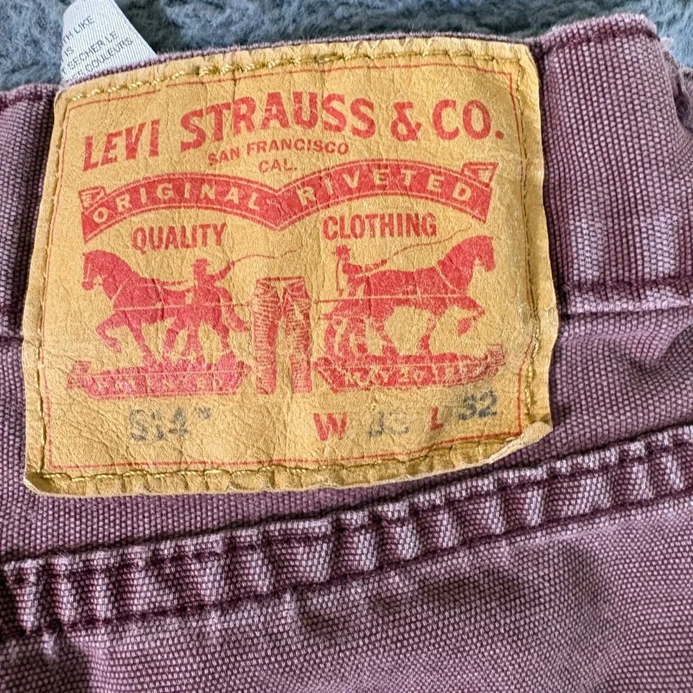 Levis 514 Straight Fit Canvas Pants Burgundy Maroon Mens 35x30 Workwear AR279